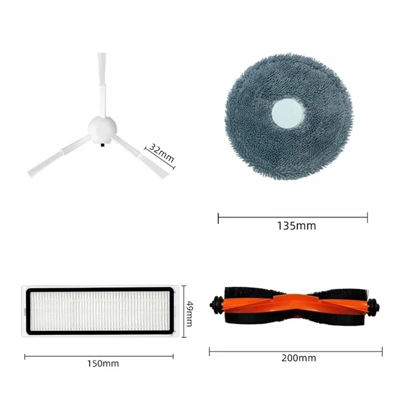 Lado principal Escova Hepa Filtro Mop Panos Stent Peças para Xiaomi, Robot Vacuum-Mop 3S, Dreame B108CN, Mijia OMNI