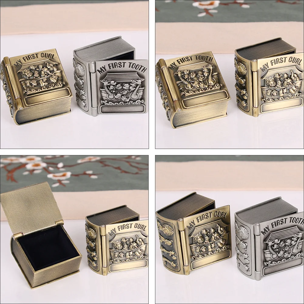 

1 пара детских зубов, коробка на память, органайзер из цинкового сплава для хранения волос плода, держатель для зубов, маленький чехол для памяти с сокровищами