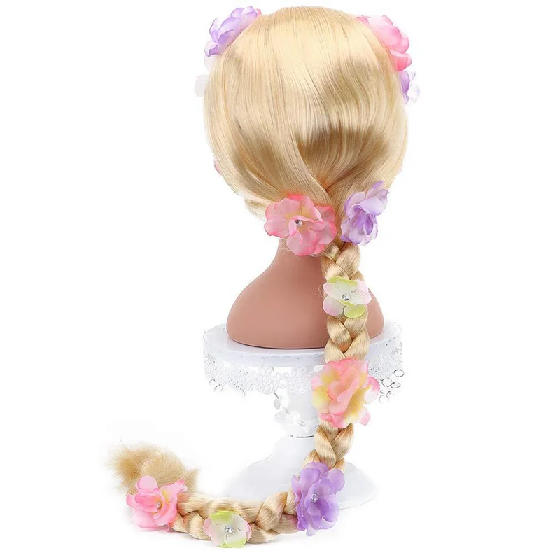

Enchanted Rapunzel Big Braid Wig Rapunzel Princess Wig With Flowers Wig For Girls Performance Children's Cos Party