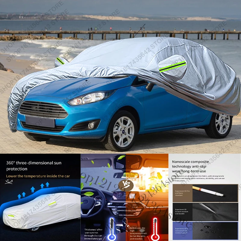 Full Car Cover Compatible with Ford Fiesta 2008-2017 All-Weather Sun Rain UV Dust Proof Rain Outdoor Indoor Protect