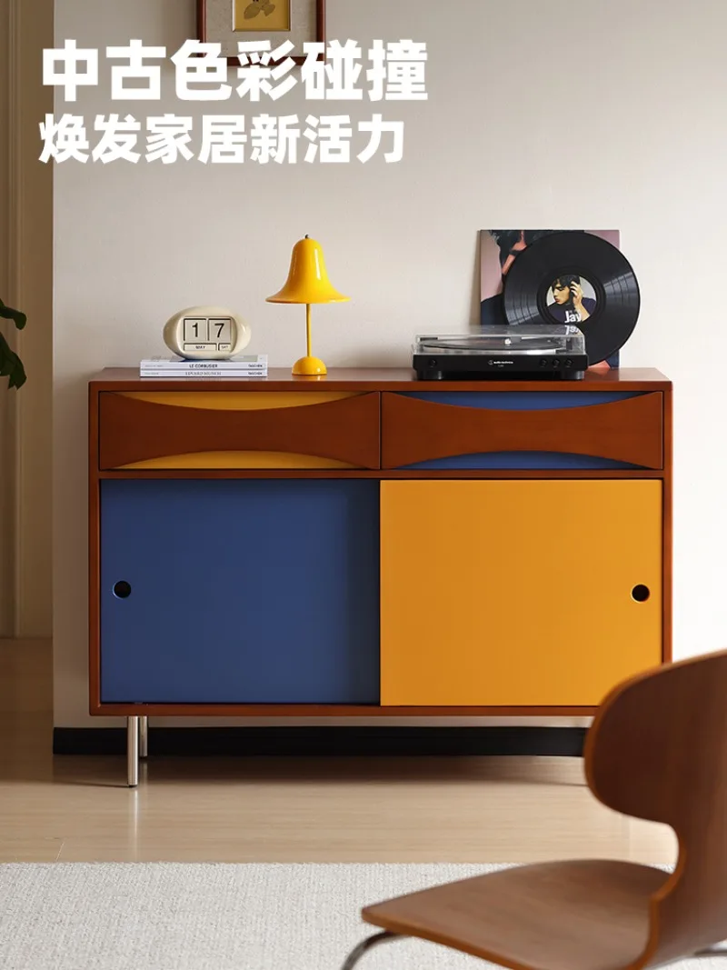 dining side cabinet, integrated storage cabinet against the wall, locker, living room color contrast characteristic cabinet