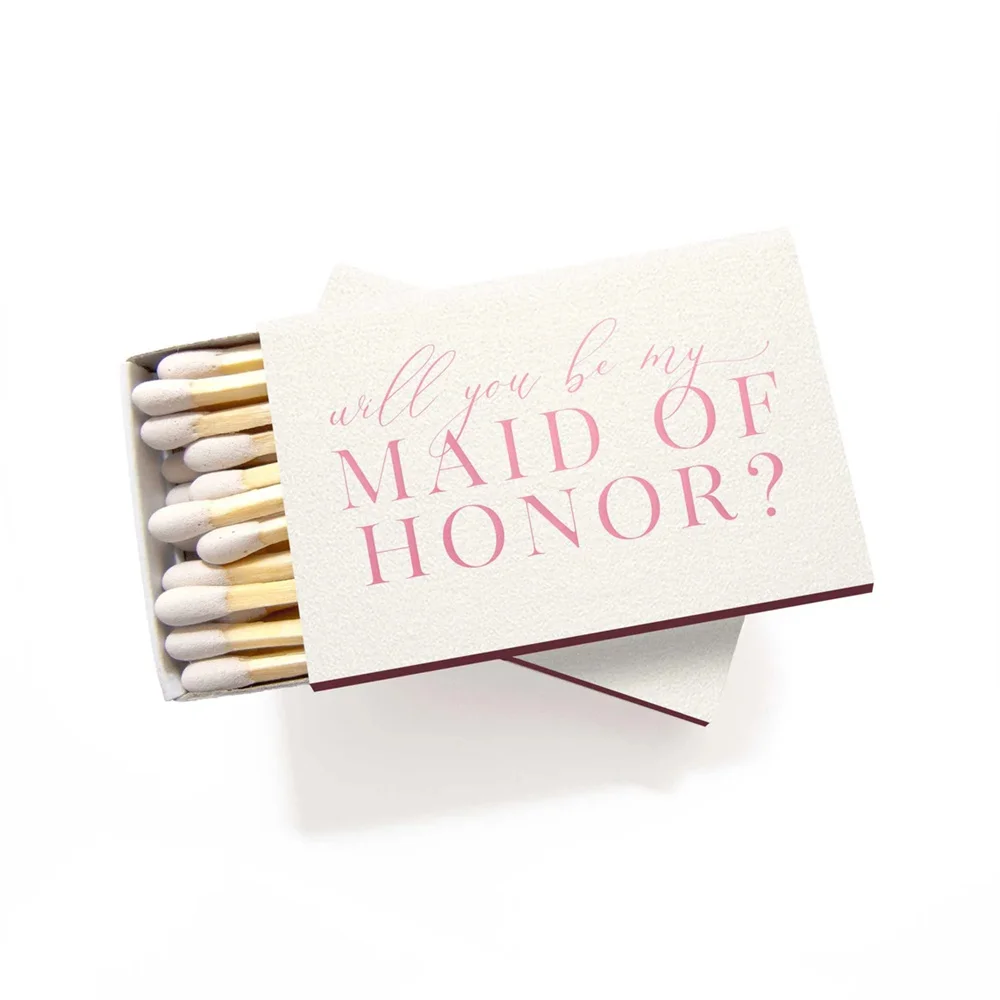 Will You Be My Maid of Honor Matches Maid of Honor Proposal Gift Matchboxes Pink Maid of Honor Gift Proposal