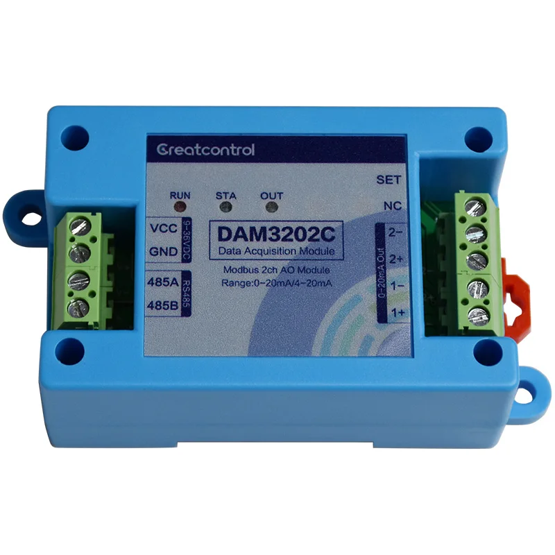 RS485 to Analog Current Output Module 4-20mA Output AO Modbus RTU Communication Protocol