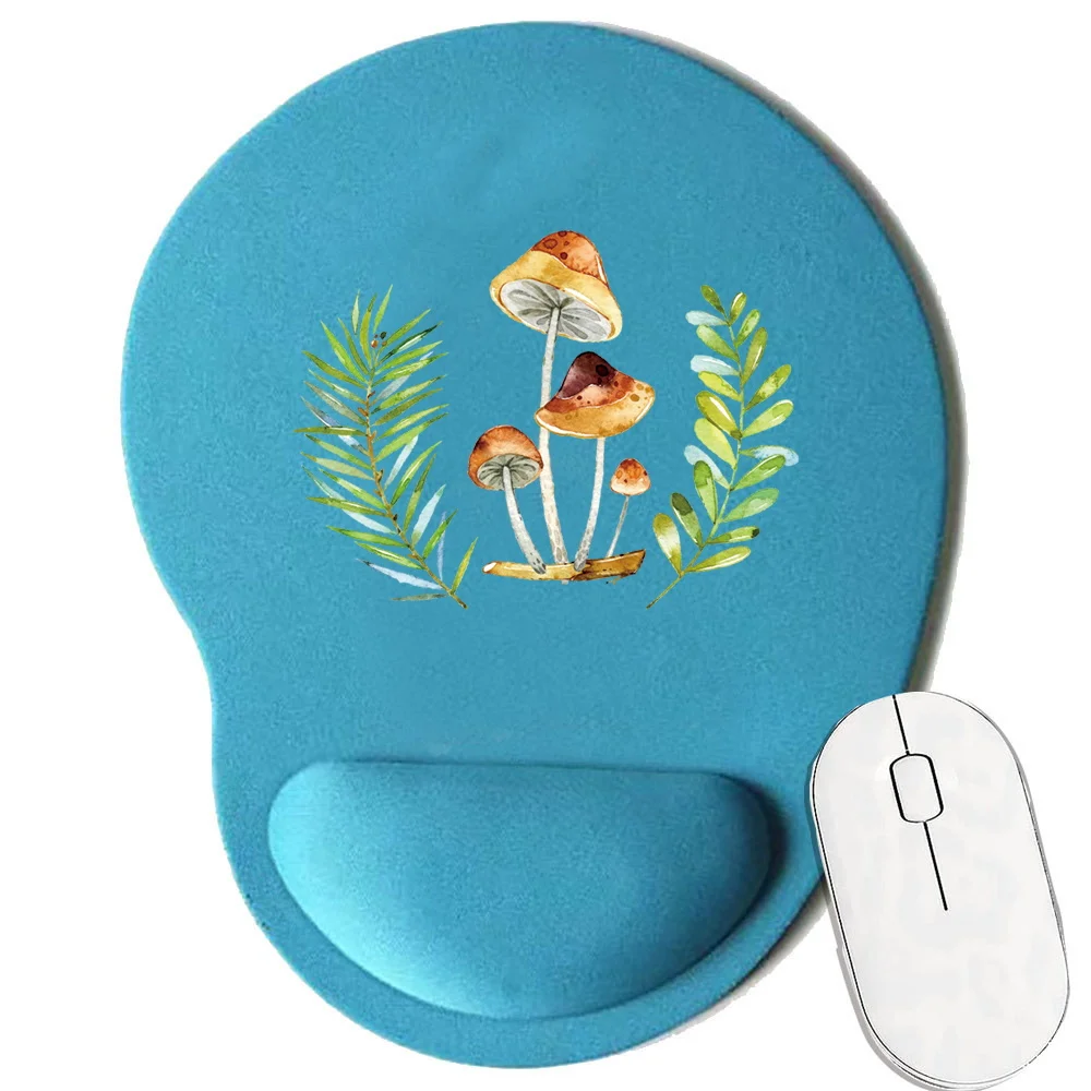 Ergonomic Blue Color Mouse Pad Wrist Pad Mushroom Series Silicon Gel Non-slip Streamline Wrist Rest Support MatComputer Mousepad