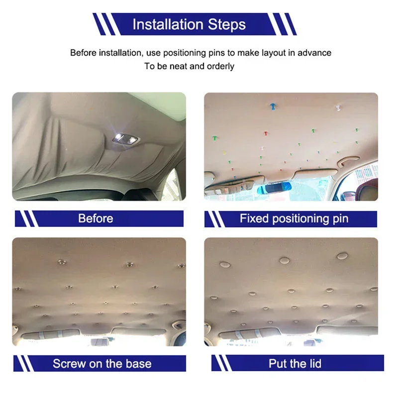 10/30/60Pcs Car Interior Roof Buckles Headliner Ceiling Cloth Fixing Screw Care Fabric Buckle Rivets Retainer Cap Repair Tools