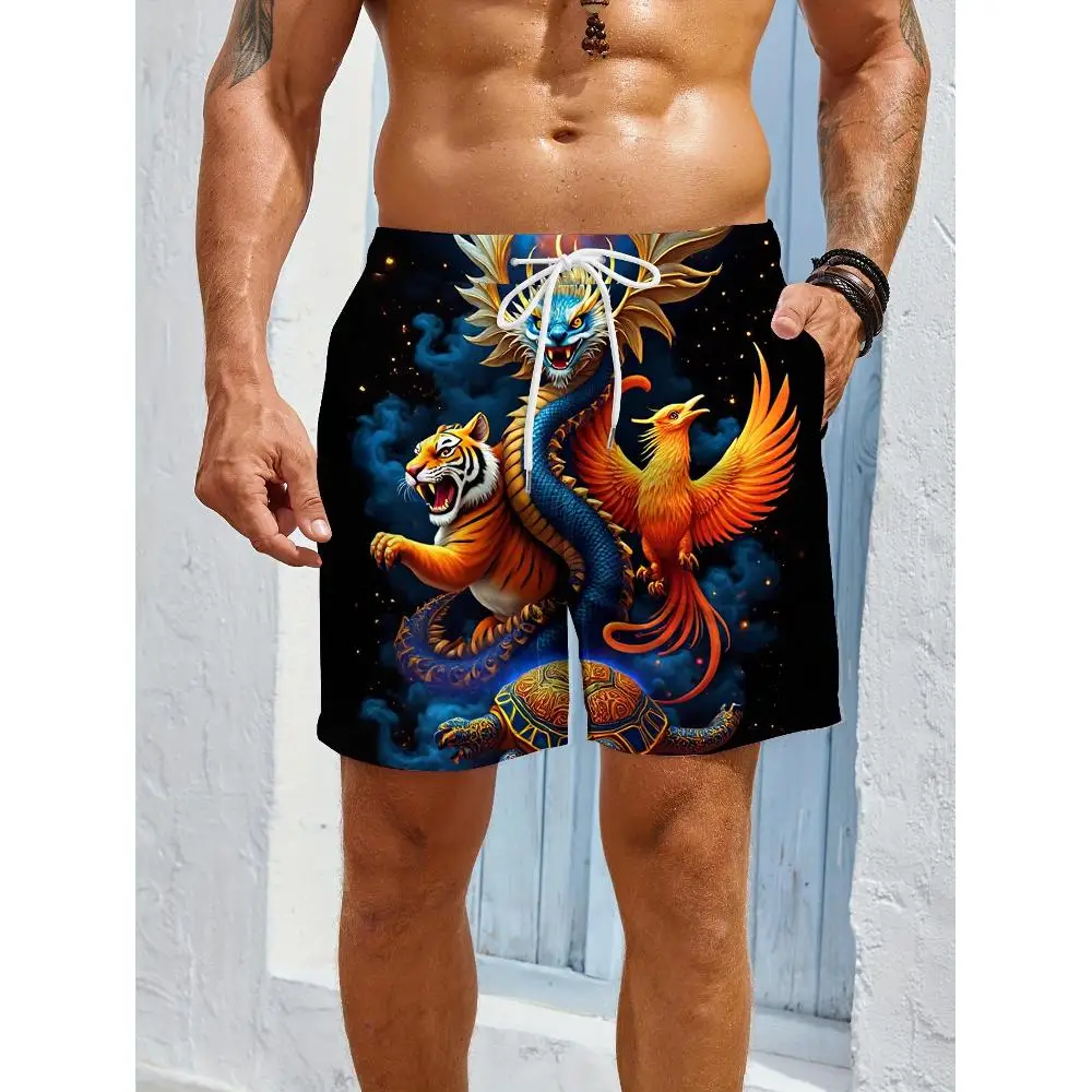 

1pcs Men's Short swim trunks2026 Summer 3D Printed Short sleeve Quick drying Breathable man pants running Polyester
