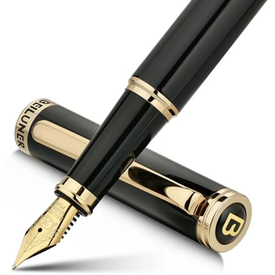 

Black Fountain PenStunning Luxury Pens with 24K Accents Gorgeous 24K Gilded Trustworthy Pen Gift for MenandWomen -Ink Converter