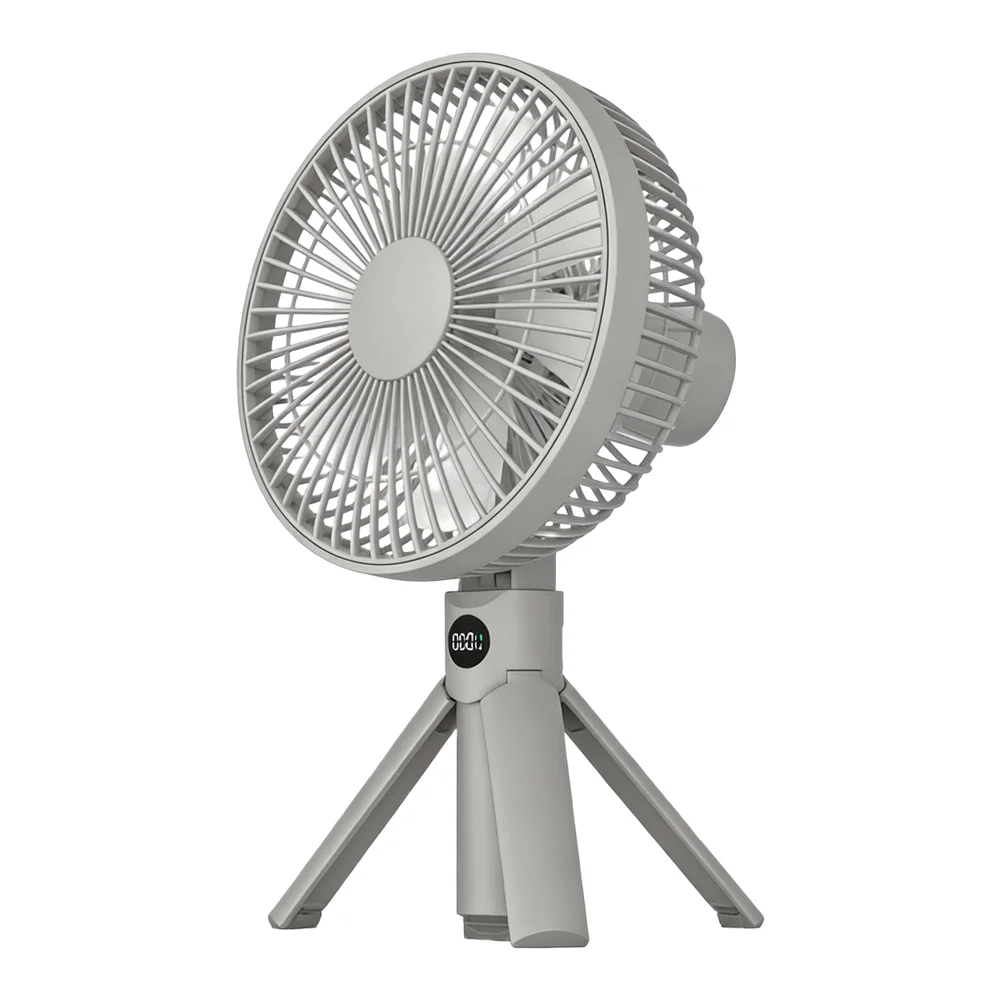 Outdoor Fan With Digital Display Outdoor Camping Fan Outdoor Camping Fan 4 Wind Speeds Triangular Foldable Frame