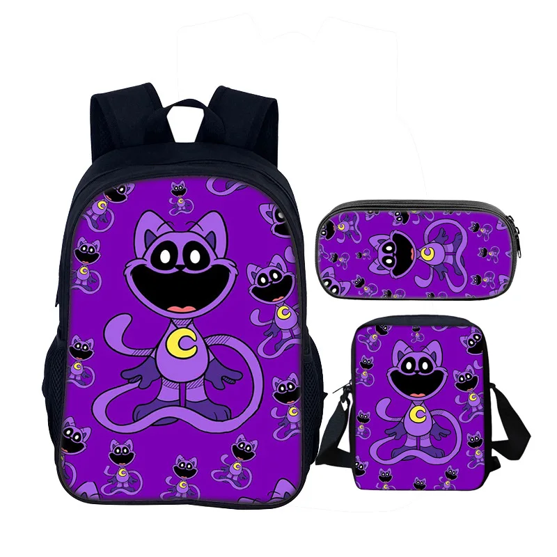 3 قطعة مجموعة المبتسم المخلوقات حقيبة مدرسية 40 سنتيمتر/15.7 بوصة على ظهره حقيبة كتف مقلمة الكمبيوتر كتاب أكياس للبنين بنات أفضل هدية