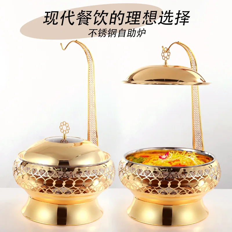 Stainless steel buffet heating stove restaurant alcohol stove insulation stove restaurant canteen kitchen utensils luxury lace s