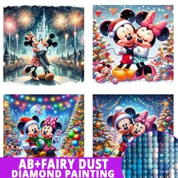 Diamond Painting Fairy Dust AB Disney Mickey And Minnie Christmas By Number 5D DIY Cartoon Full For Kids Gift Home Decoration