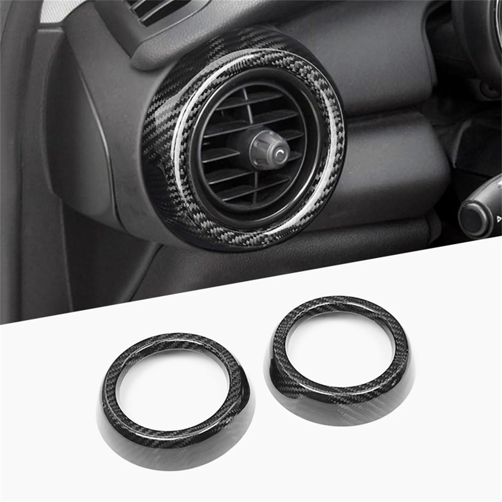 

Real Carbon Fiber Interior Dashboard Air Vent Outlet Cover Dash Trim Frame For Mini Cooper S JCW F54 F55 F56 F57 F60 2014-2021