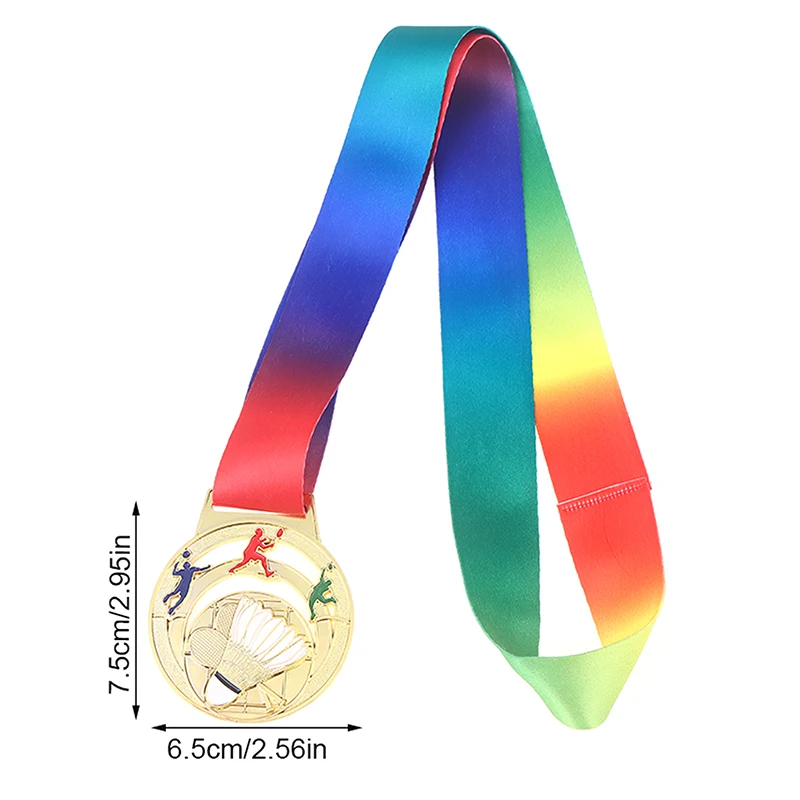 New 1Pc Metal Badminton Award Medals With Neck Ribbon Gold Silver Bronze Prizes Award Medal For Kids Sports Competition GamesAcc