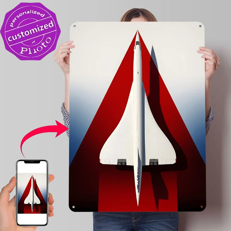 Concorde Supersonic Jet Poster Customized Vintage Metal Signs Wall Art Retro Tin Plaque for Decoration Living Room Decor Men