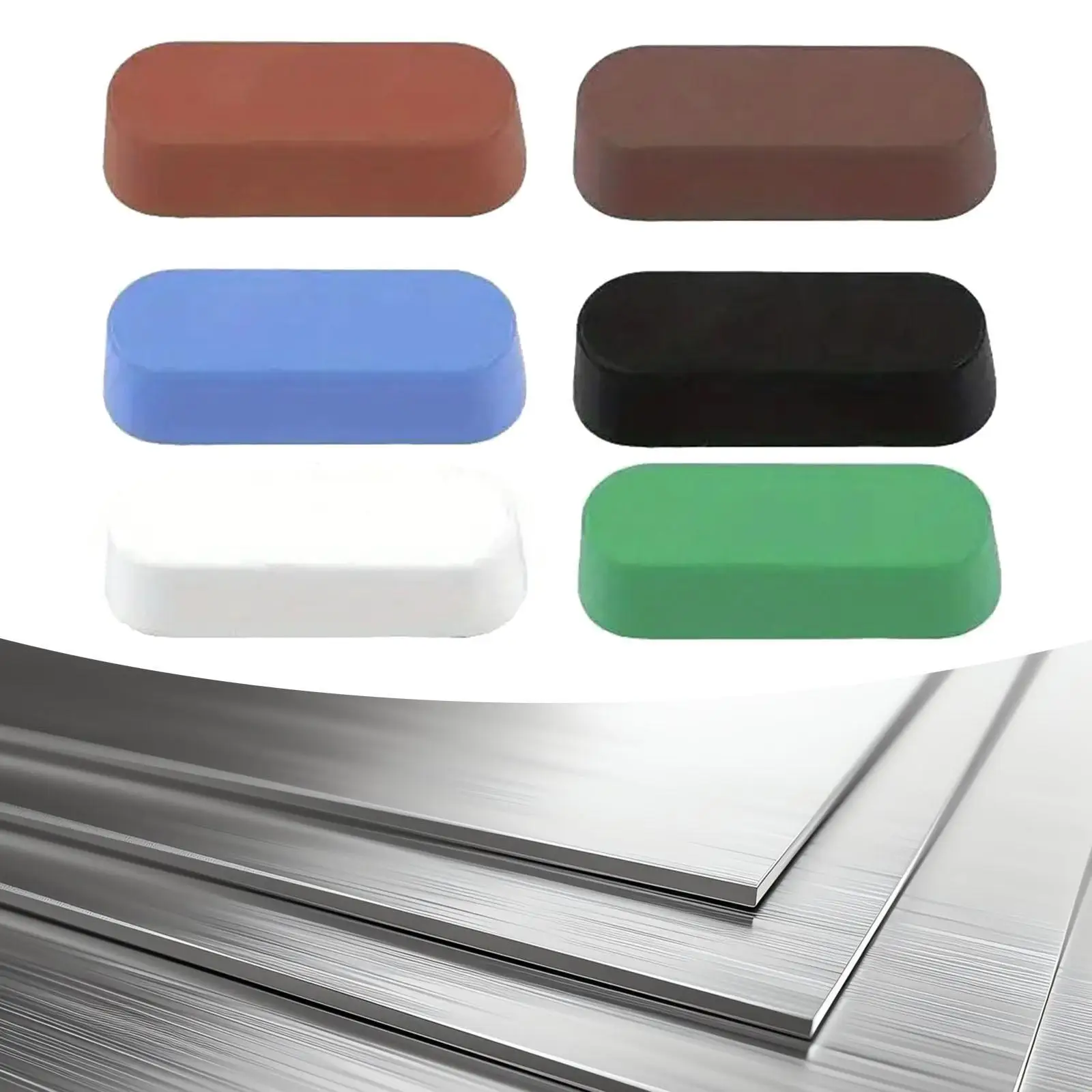 6 Pieces Polishing Compound Buffing Blocks Wax Kit and Bars for Metals for a