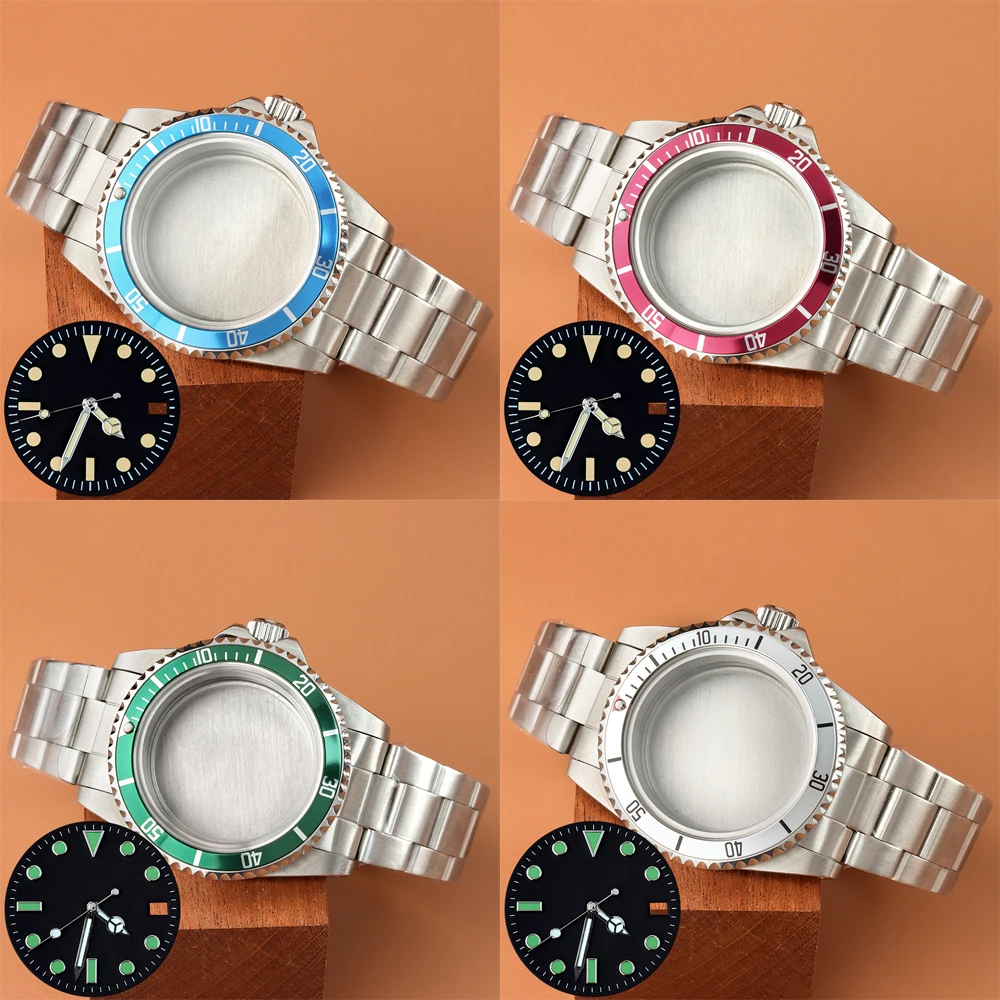 

For SUB GMT 39.5mm NH35 Watch Case Stainless Steel Oyster Watchbands Fit NH35 NH36 Movement 28.5mm Dial and Hands Green Luminous