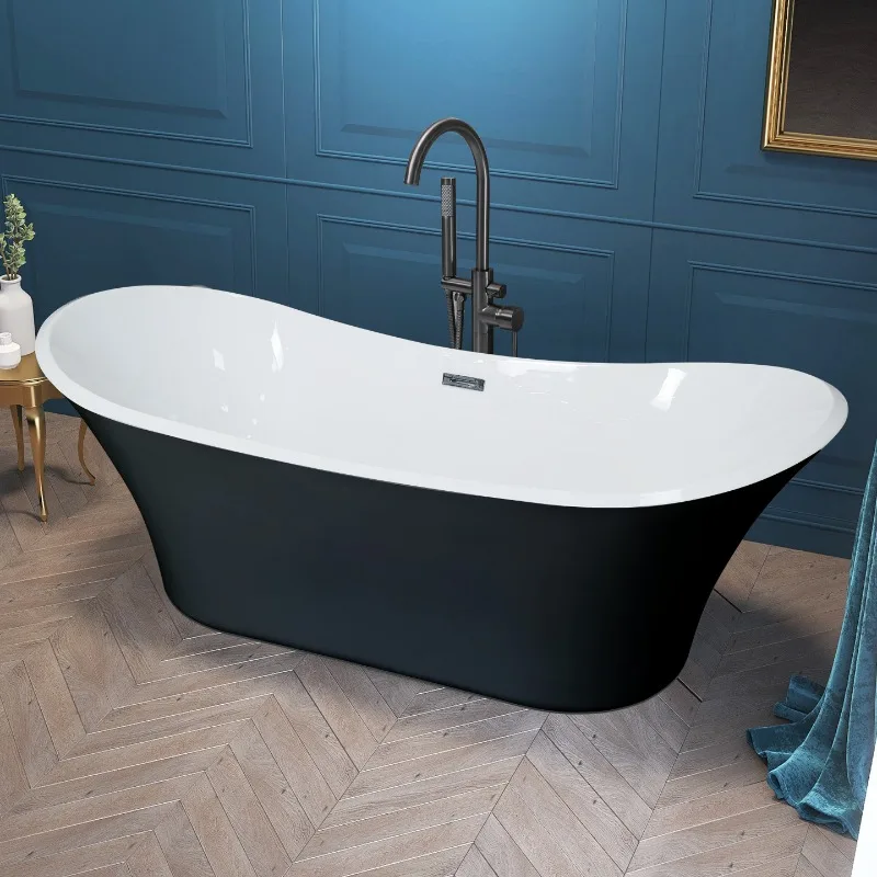 Seamless integrated acrylic bathtub simple thin edge ingot small apartment family hotel B & B villa bath bathtub