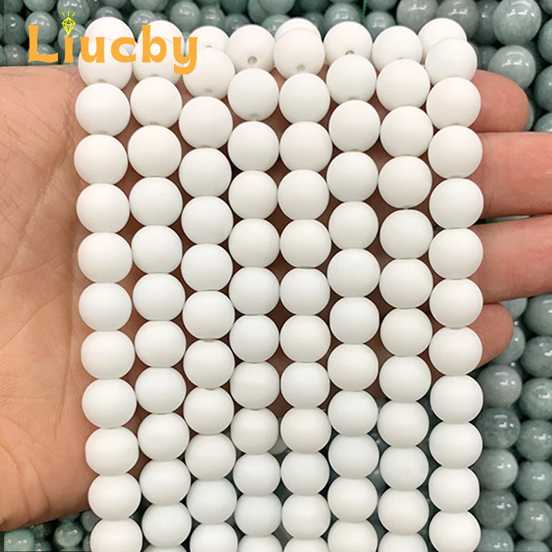 Wholesales Natural Stone beads Frosted Matte White Quartz Round Beads DIY Necklace Bracelet For Jewelry Making 15