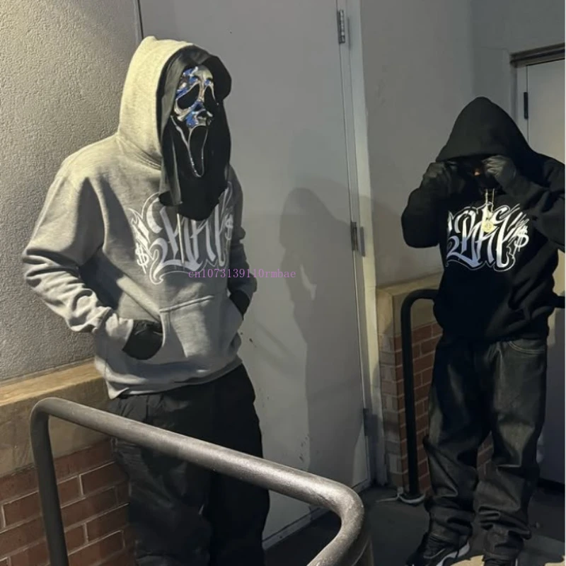 Solid Color Personalized Pullover Hoodie Men Ins New Black Cotton Net Red Design Prints Loose Sweatshirt Street Thickened Hoodie