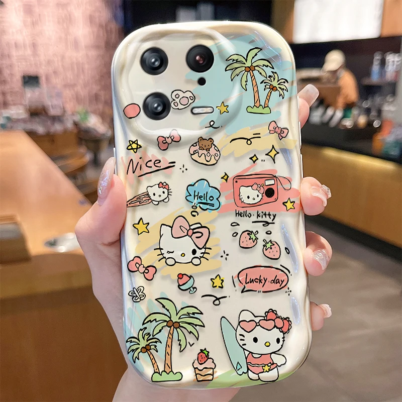 Sanrio Hello Kitty Pochacco Wave Case for Xiaomi Mi 14 13 12 Pro 11 Lite 11i 5G POCO X6 X5 X4 X3 NFC GT F6 F5 F4 F3 M4 M3 Cover