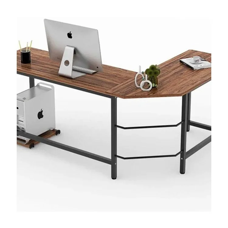 

-Modern Computer Table Desk Home Office Metal Iron Office Furniture School Desk And Chair Hot Sale L Shape Simple 100pcs