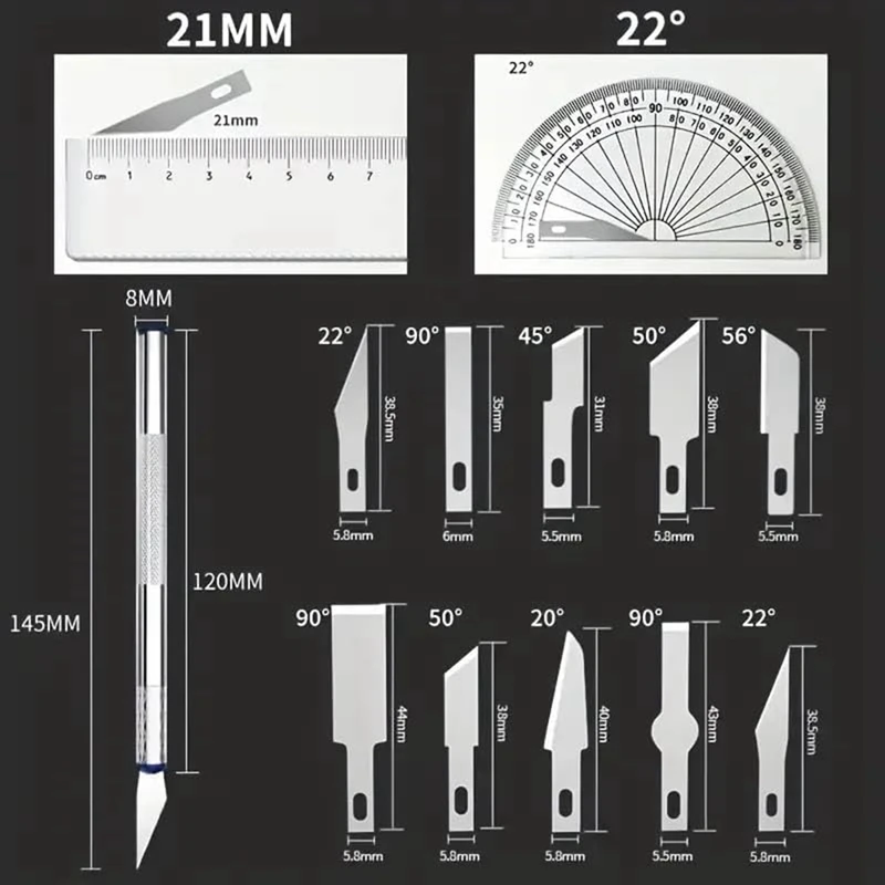 13Pcs Aluminum Alloy Sculpture Carving Knife Set With Precision Blades For Paper Cutting, DIY Craft Projects