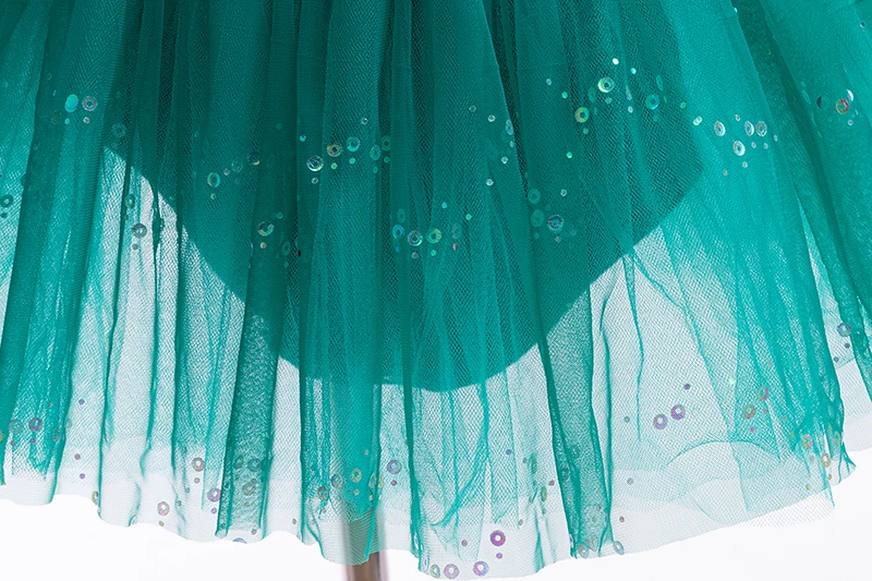 Mädchen grün schwarz Puff ärmel Mesh Kleid Kinder lustiges Kostüm für Urlaub Ballett Leistung Halloween Cosplay Dressing – Detail 7