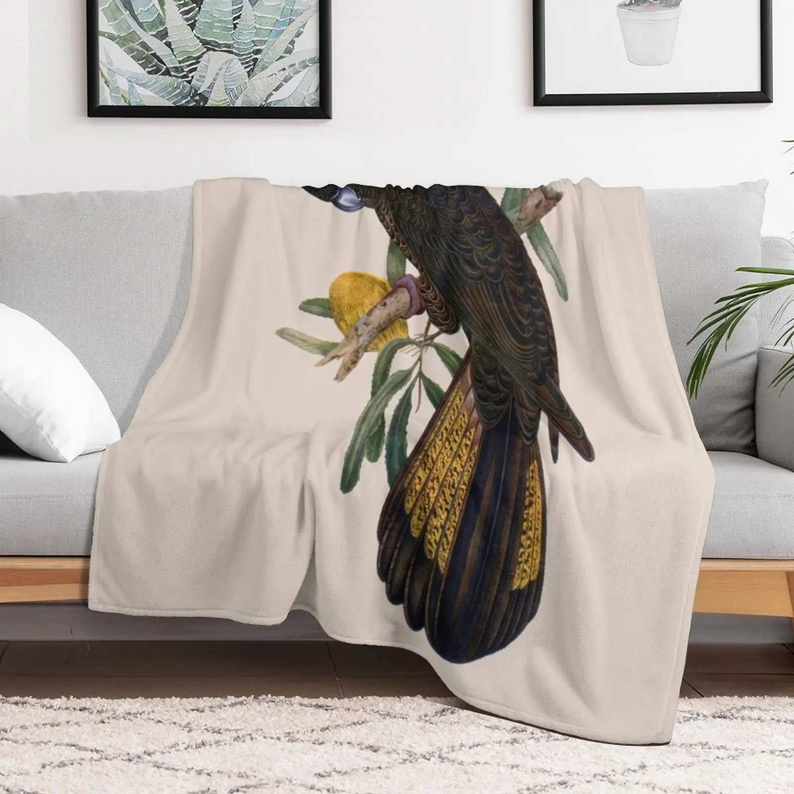 Yellow Tailed Black Cockatoo (Zanda funerea) Throw Blanket Flannel for winter Summer Flannels Blankets