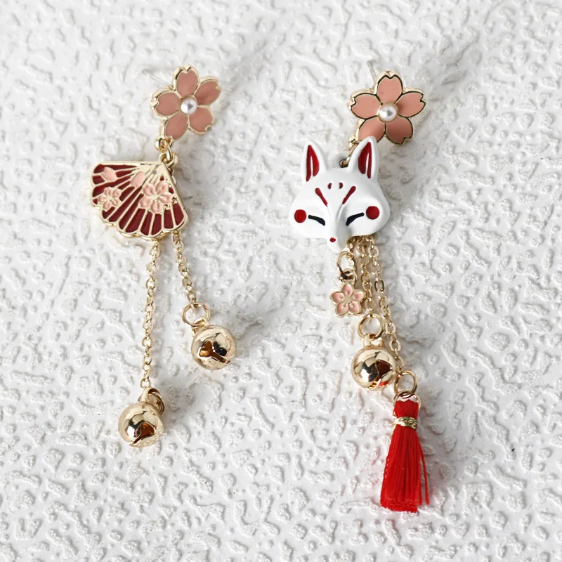 Anime Ghost Kill Earrings with Cherry Blossoms