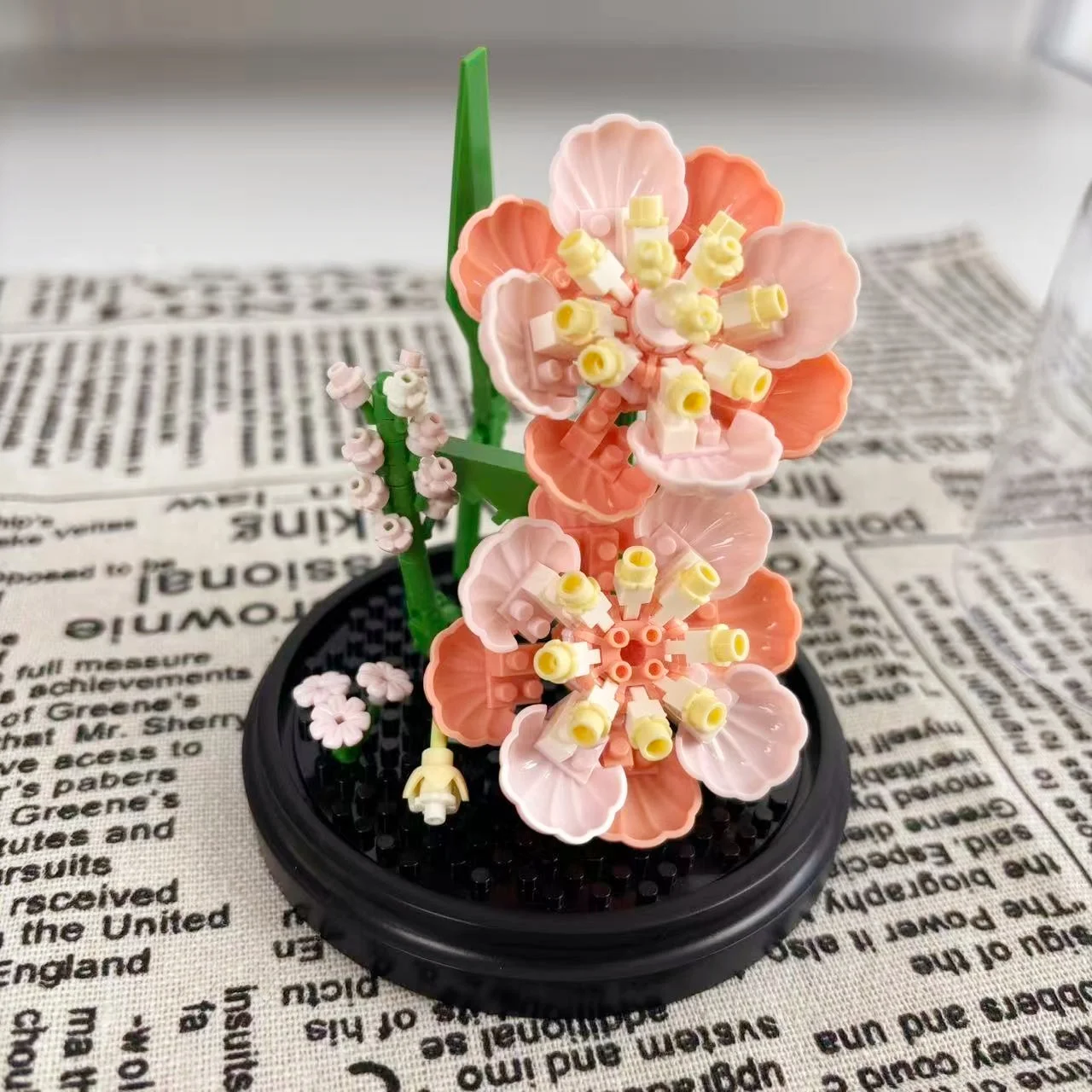 Neue Blumen-Bausteine (mit Abdeckung), Hibiskus-Blumen-Bausteine, geeignet als Geschenke für erwachsene Frauen, Valentinstag-/Muttertagsgeschenke, Büro- und Heimdekoration, Raumdekoration,