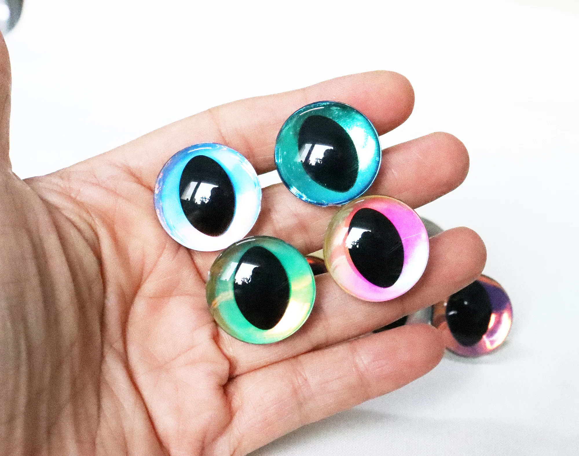 10pairs NEW 3D holographi cat eyes   10mm to 30mm 3D glitter plush doll  toy eyes with hard washer FOR diy animal findings -HC10