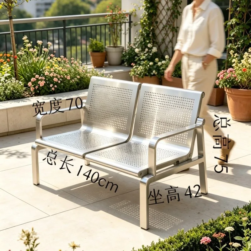 Stainless steel outdoor tables and chairs, canteen outdoor one-piece table and chair combination c