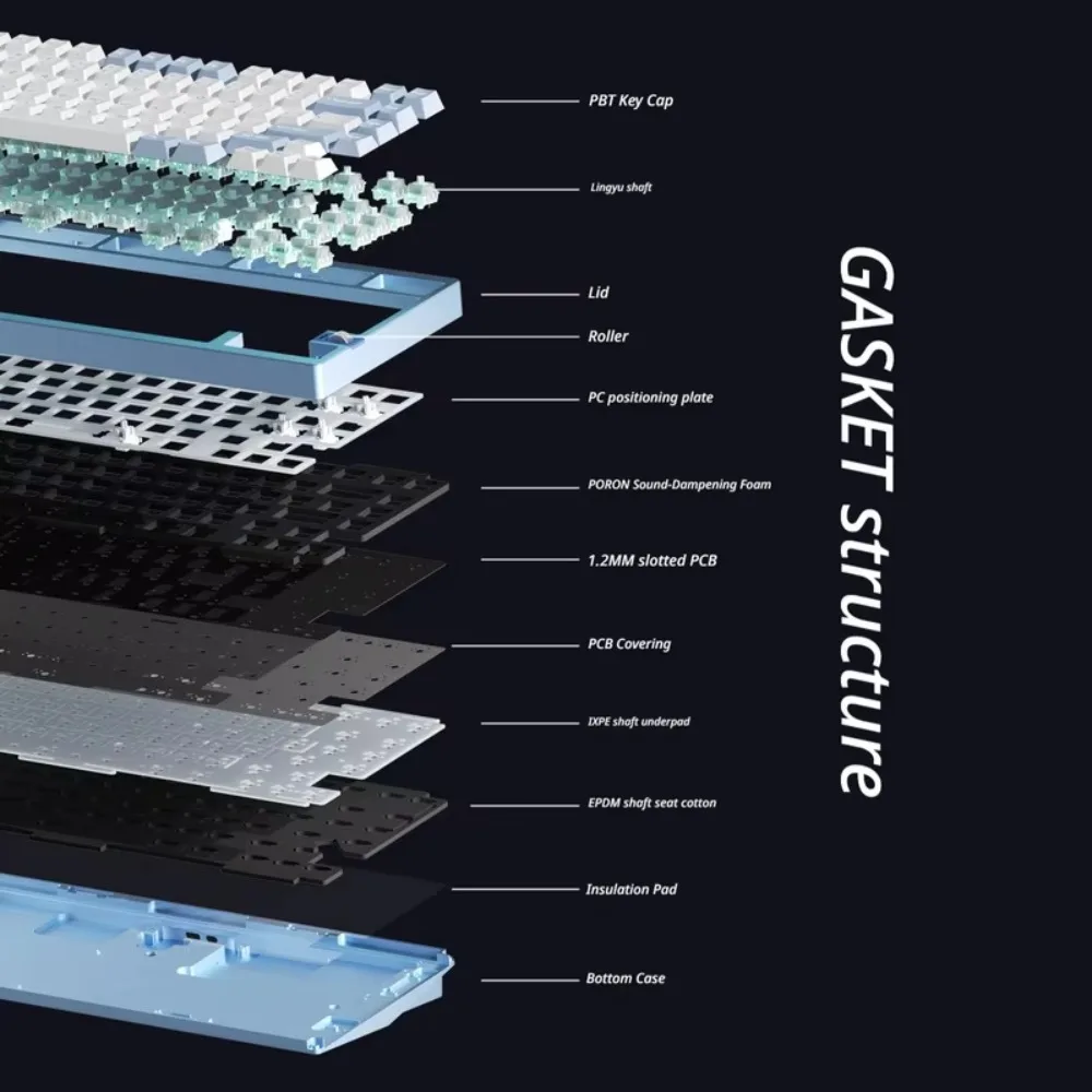 WEIKAV NUT75 Aluminum Mechanical Keyboard Gasket 75% Layout Tri-Mode Wireless Hot Swap 8K Polling Rate Low Latency Keyboard Gift
