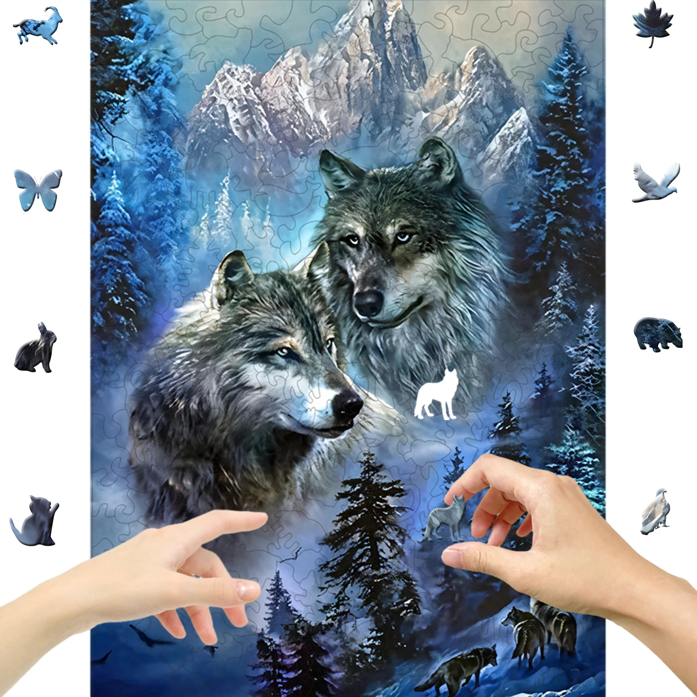 The Wolf Animal Wooden Puzzle Toys Board Games Adult And Children's Education Toys Christmas Gifts