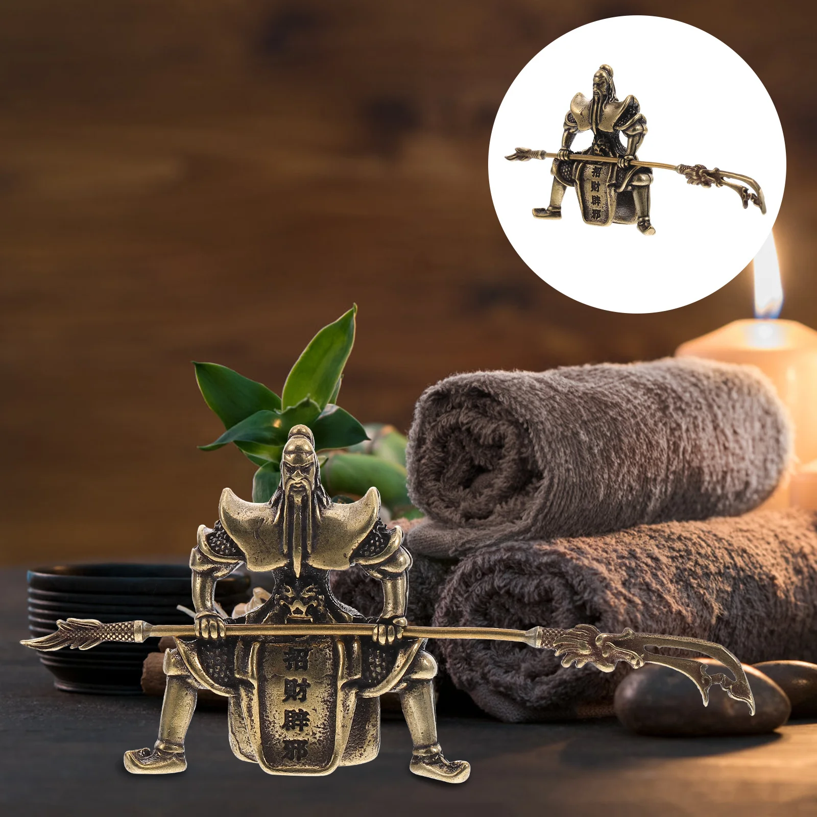 

Creative Copper Guan Tea Pet Desktop Ornament Exquisite Craft Feng Shui Home Decoration Bronze Statue