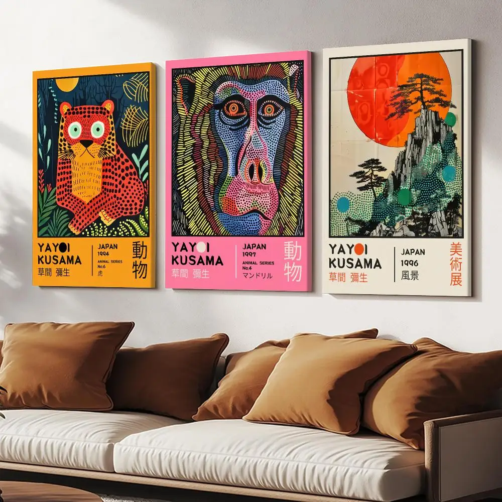 Artist Y-Yayoi Kusama Exhibition Painting Calligraphy Wooden Framed Canvas Poster Wall Art HD Waterproof Print Home Decor