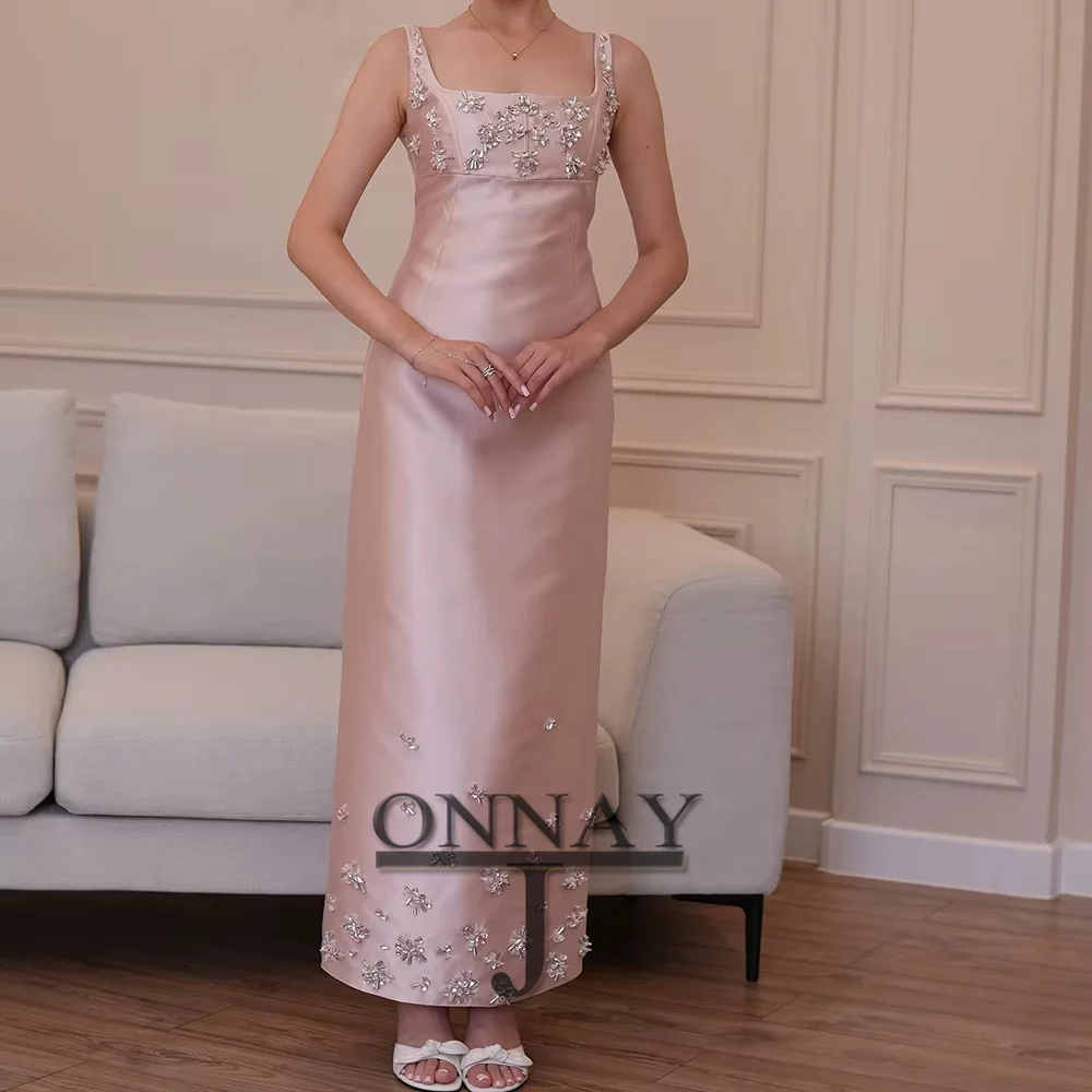 F1021 charmante robe De soirée De Gala en Satin cristaux pour femmes bretelles dubaï saoudien robes De Fiesta robe sur mesure Plus personnalisé