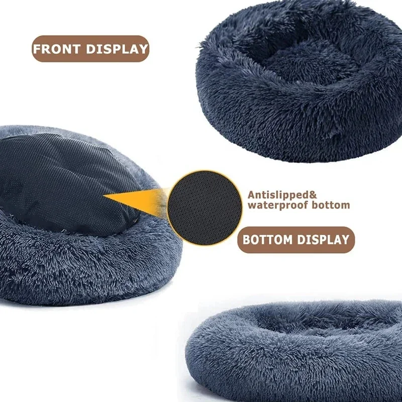 40-90cm 6 Größen Rundes Haustierbett für Große Hunde Super Weiches Katzenbett Plüsch-Hundehütte für Mittelgroße Hunde Winterwarmes Schlafbett – Detail 3