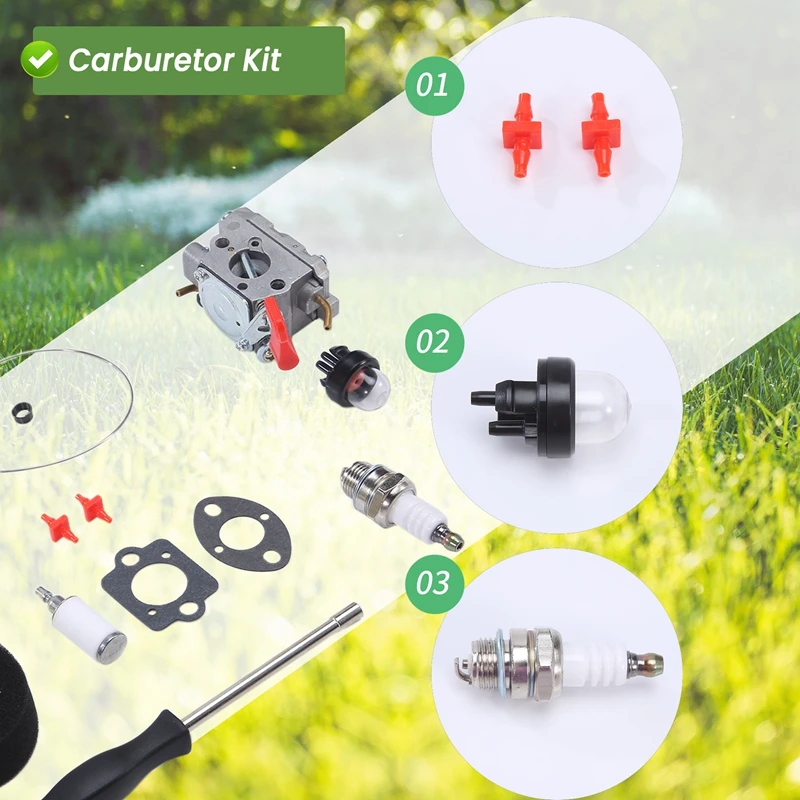 AT43-C1U-W32 Carburetor Kit For 545006017 545030102 530039235 C1U-W32 C1U-W32A C1UW32 C1U Lawn Mower Accessories