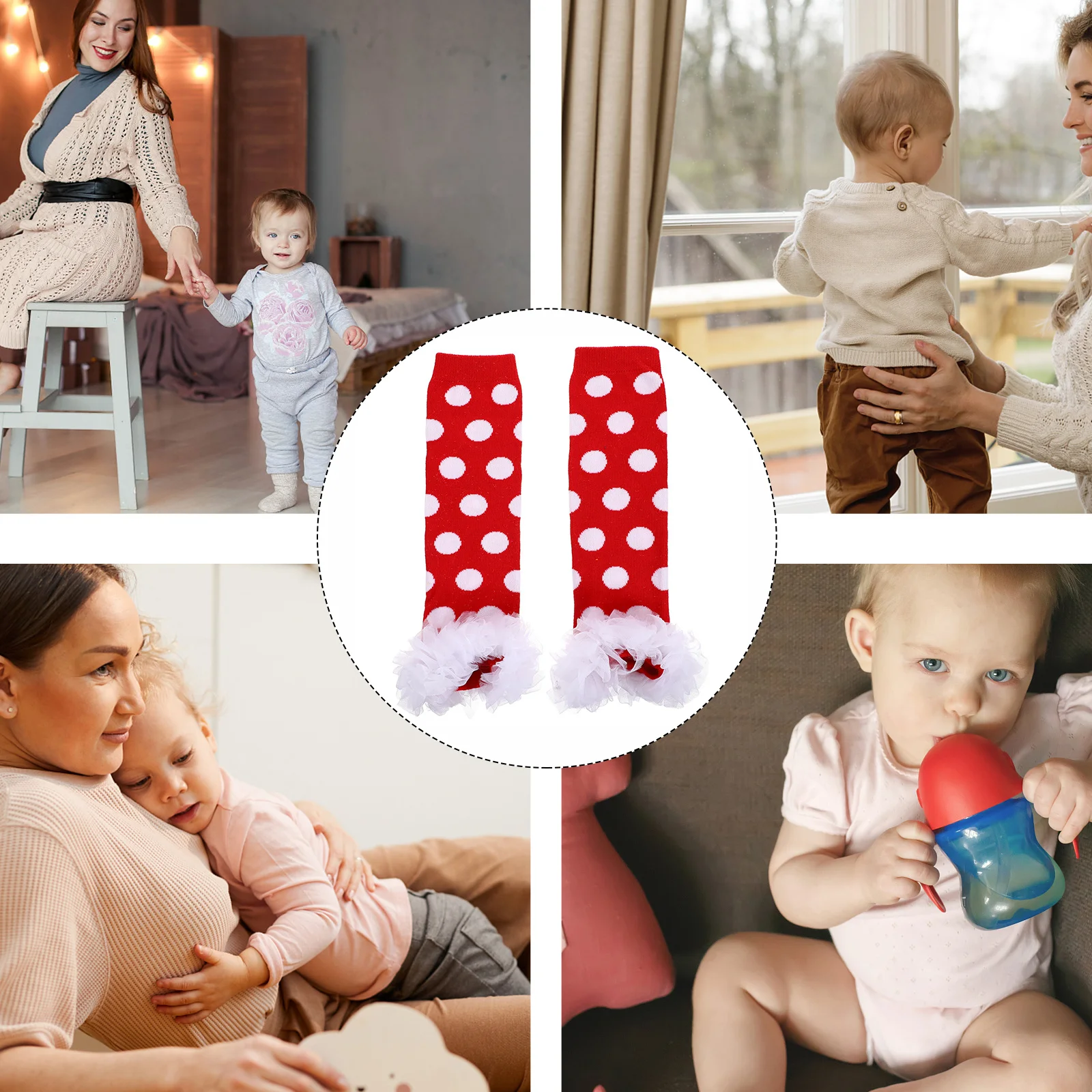 1 par de cubiertas de calcetines para bebé, diseño de encaje con bonito patrón de puntos, puño de pierna cálido para invierno para niños pequeños, calentador de piernas de algodón transpirable, puño de bota