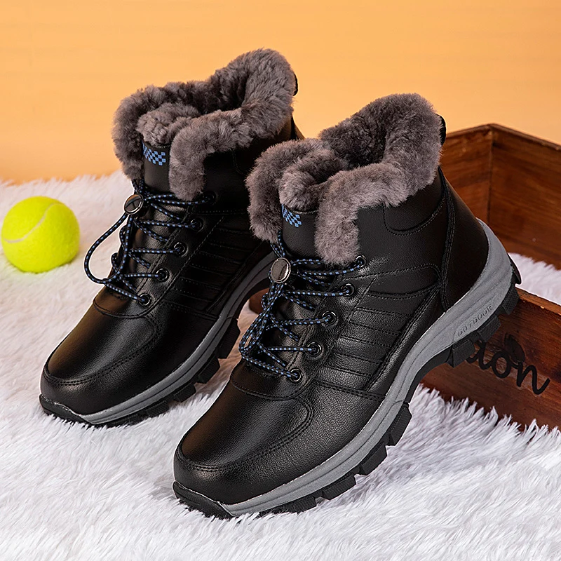 Plus Velvet Keep Warm Couple Winter Ankle Footwear Wild Water Proof High Top Snow Boots Non-slip Comfortable Elastic Round Toe