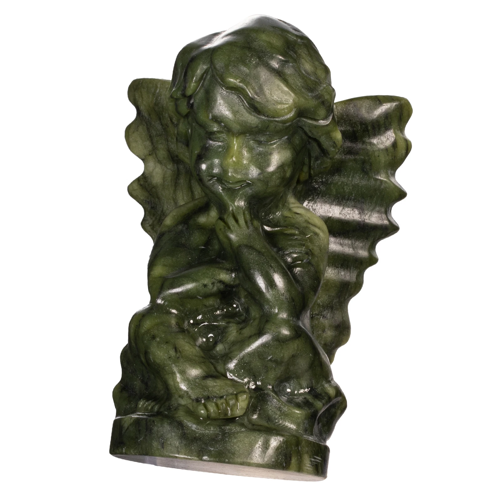 Mini Angel Statue Healing Green Jade Sculptures Natural Gemstone Figurines Handcrafts Home Decor Desktop Ornament