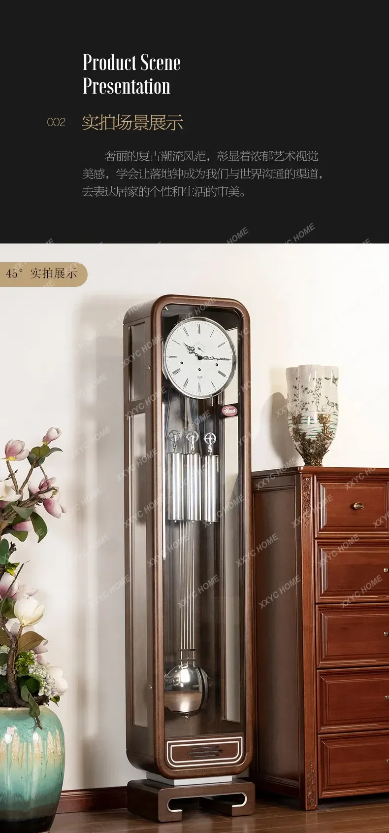 

MMGermany Helmler new Chinese floor clock living room villa retro mechanical pendulum clock vertical table clock