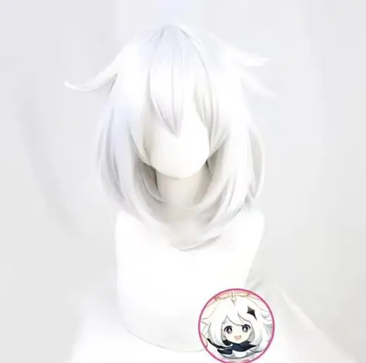 

Genshin Impact Paimon cosplay wig White short wig Perfect for Character Transformation Authentic and Hairpiece for Cosplayer
