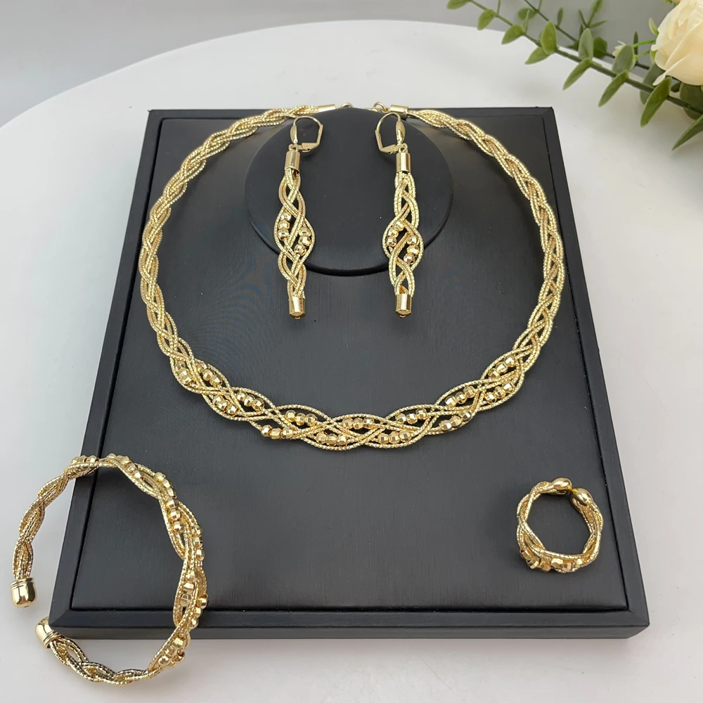 

EMMA Women Fashion Jewelry Set New Trendy Big Necklace Earrings Sets Italian Style Luxury Jewelry For African Mama FHK23106
