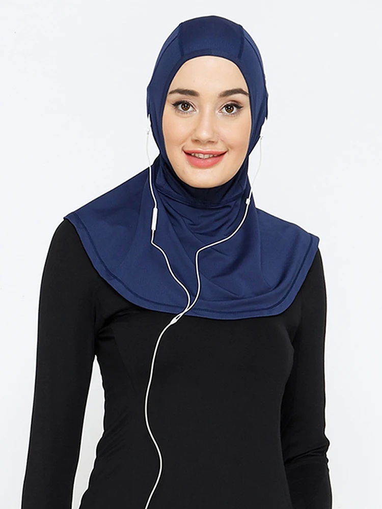 الحجاب الإسلامي الفوري للإناث الحجاب الحجاب الذي يمكن ارتداؤه مع سماعات الرأس تنفس الراحة وشاح رياضي #2