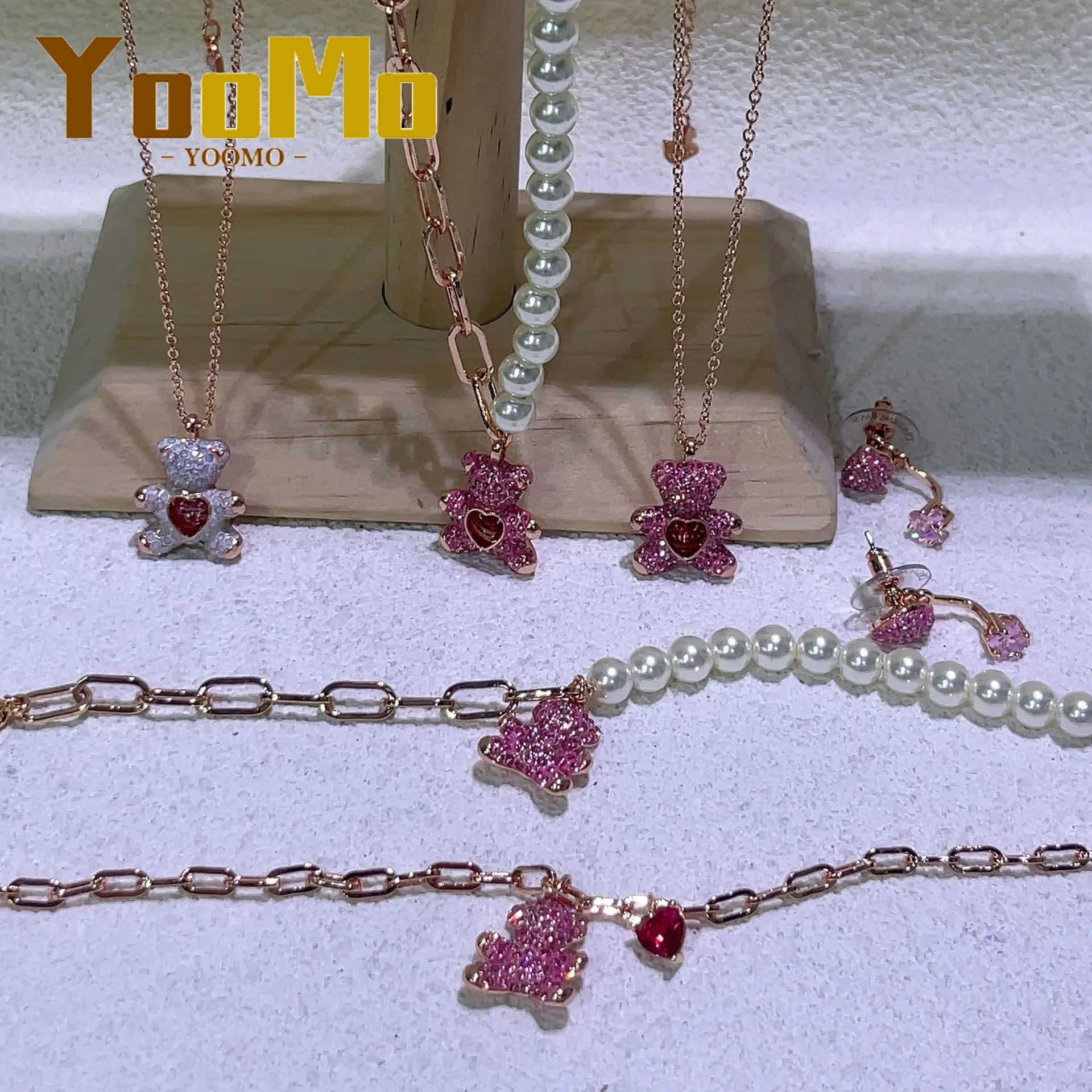 

Bear New Trend Necklace Crystals Fashion Women's High Jewelry Sets Charm Earrings Bracelet Fine Party Accessories Christmas Gift