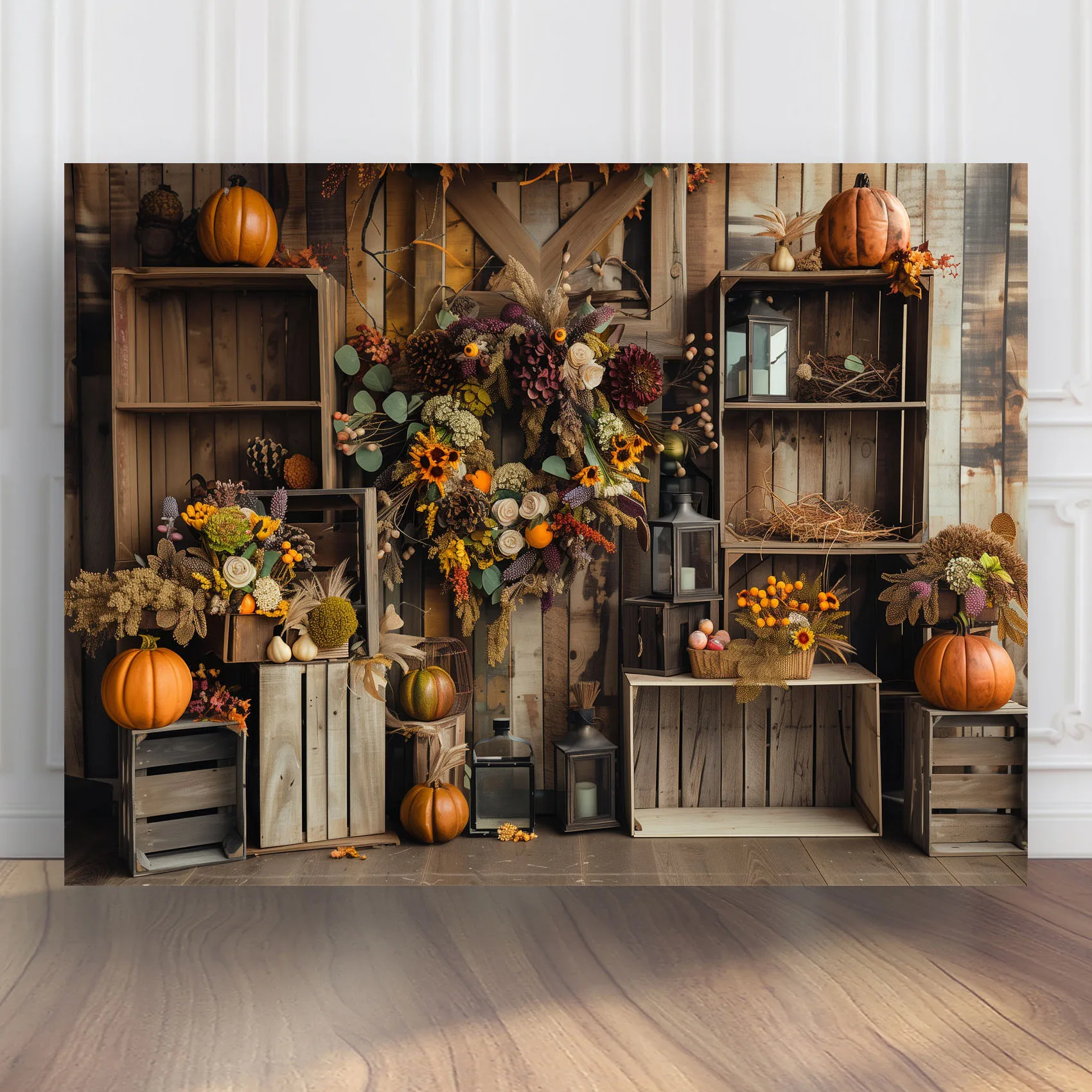 

Rustic Autumn Themed Photography Backdrop Wood Backdrop for Thanksgiving Party Decoration Portrait Photo Studio Props BG-1635