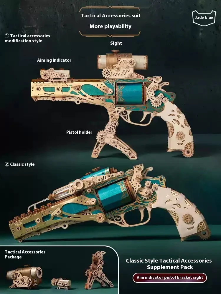 Dromerige Steampunk Revolver Boy High-End Exclusieve Verjaardagscadeau Handgemaakte Diy Puzzel Speelgoed Model Desktop Decoratie Klein Ornament