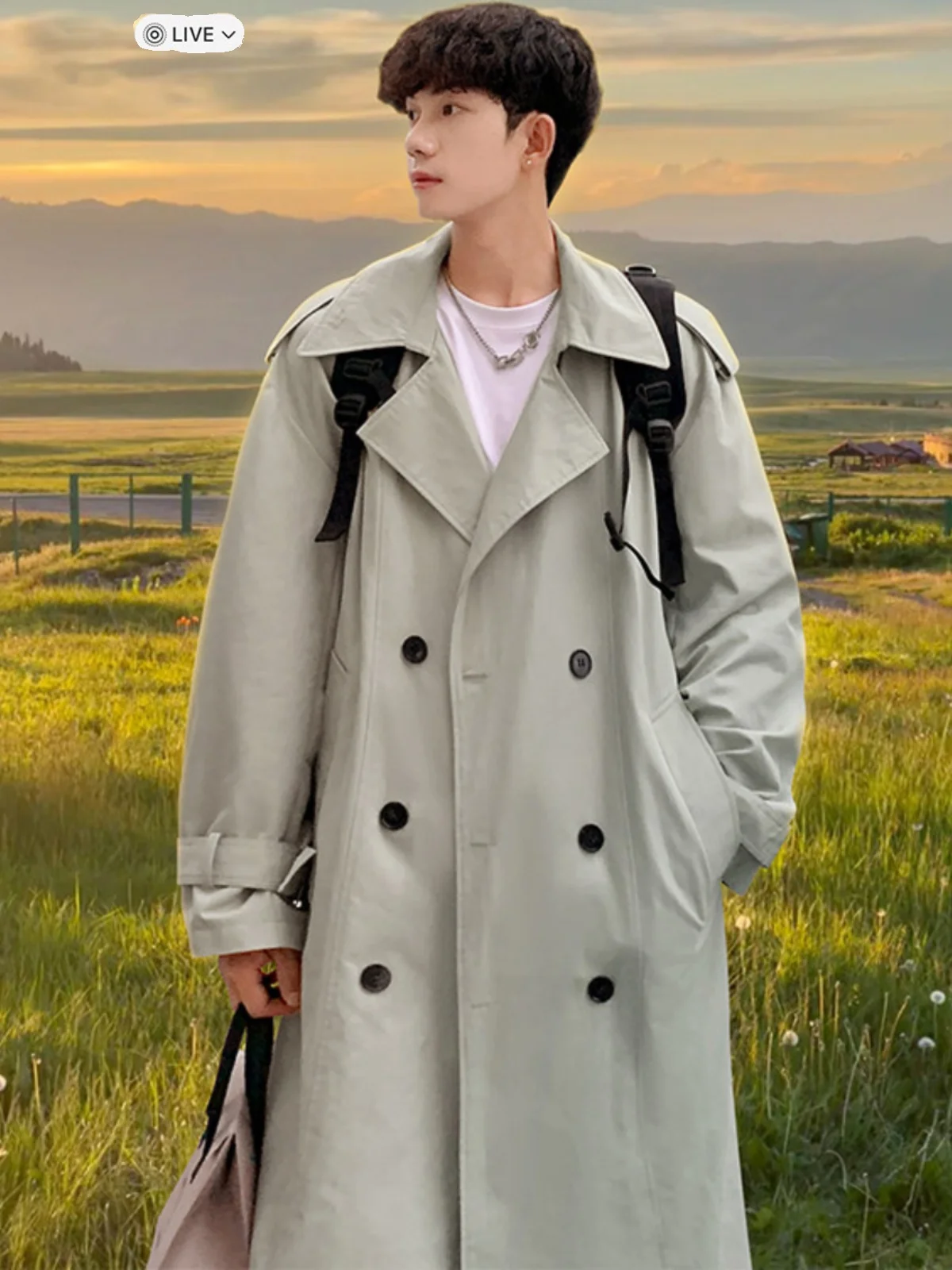 

Корейское мужское длинное пальто выше колена, весенне-осеннее новое повседневное пальто для пар Haome, двубортное повседневное пальто